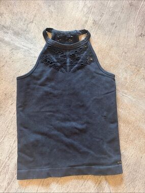 Athleta Black Lace Yoke High Neck Tank